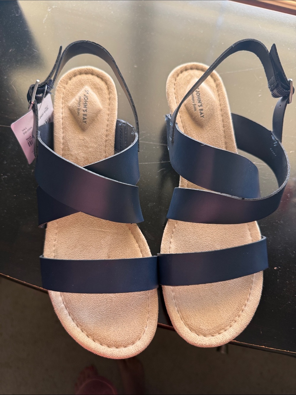 St. John's Bay Navy Cross-Strap Slingback Sandals